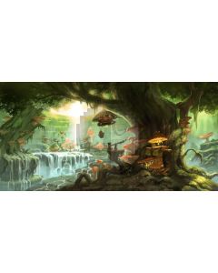 Tree Mushroom Light Fountain Computer Printed Dance Recital Scenic Backdrop ACP-902