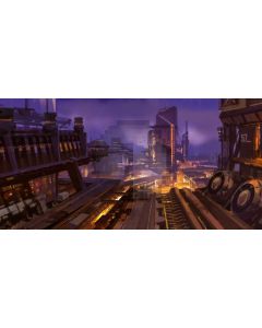 Building Railway Sky Computer Printed Dance Recital Scenic Backdrop ACP-924