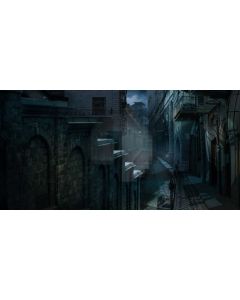 Brick Road House Dark Computer Printed Dance Recital Scenic Backdrop ACP-958