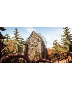 Stone Architecture Tree Computer Printed Dance Recital Scenic Backdrop ACP-983
