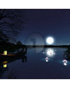 Moon Light Boat Sea Flower Computer Printed Photography Backdrop AUT-026