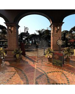 Arch Advertising Board Tree Pot Plant Computer Printed Photography Backdrop AUT-034