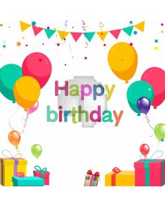 Balloon Birthday Present Ribbon Computer Printed Photography Backdrop AUT-058