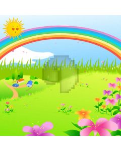 Sun Rainbow Grass Flower Computer Printed Photography Backdrop AUT-092