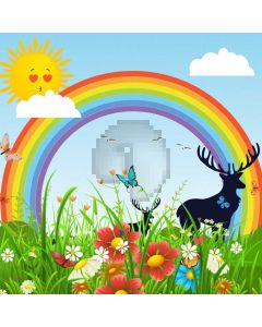 Sun Rainbow Flower Butterfly Computer Printed Photography Backdrop AUT-093