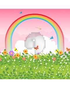 Rainbow Butterfly Grass Flower Computer Printed Photography Backdrop AUT-096