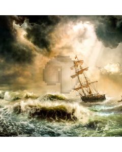 Sea Boat Storm Computer Printed Photography Backdrop AUT-178