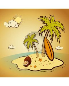 Sea Plant Cloud Sun Computer Printed Photography Backdrop AUT-191