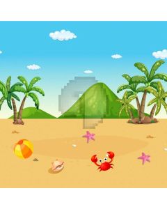 Tree Cloud Crab Sand Computer Printed Photography Backdrop AUT-193
