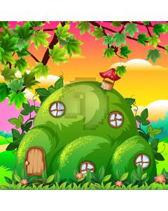 Leaves Mushroom House Computer Printed Photography Backdrop AUT-235