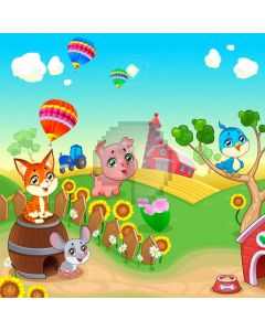 Pig Bird Tree Fence Computer Printed Photography Backdrop AUT-238
