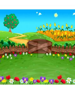 Tree Flower Grassland Fence Computer Printed Photography Backdrop AUT-239