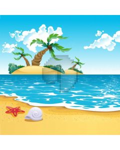Tree Cloud Sea Sand Computer Printed Photography Backdrop AUT-247
