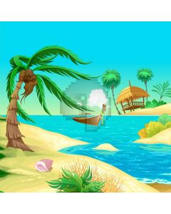 Tree Boat Sand Computer Printed Photography Backdrop AUT-249