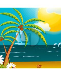 Sea Sun Tree Flower Computer Printed Photography Backdrop AUT-331