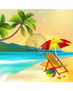 Sea Tree Chair Umbrella Computer Printed Photography Backdrop AUT-332