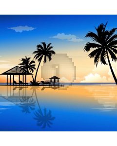 Pavilion Tree Sea Cloud Computer Printed Photography Backdrop AUT-333