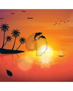 Sea Tree Bird Boat Dolphin Computer Printed Photography Backdrop AUT-334