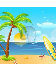 Sea Sun Tree Bird Computer Printed Photography Backdrop AUT-335