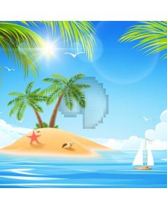 Ship Sea Sun Computer Printed Photography Backdrop AUT-368