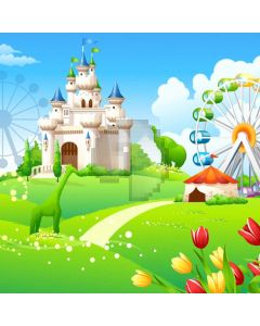 Grass Flower Ferris Wheel Computer Printed Photography Backdrop AUT-788