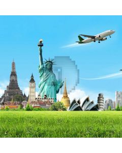 Statue Of Liberty Plane Grass Computer Printed Photography Backdrop AUT-819