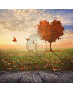Tree Sunset Bird Grass Computer Printed Photography Backdrop AUT-833