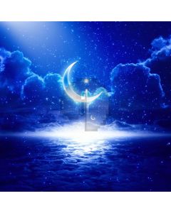 Moon Cloud Blue Computer Printed Photography Backdrop AUT-834