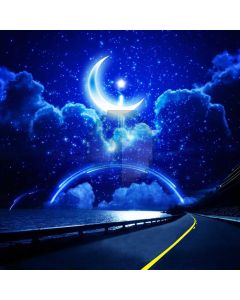 Road Moon Blue Sea Computer Printed Photography Backdrop AUT-839