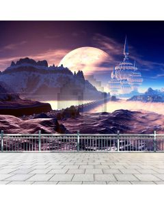 Moon Castle Computer Printed Photography Backdrop AUT-872
