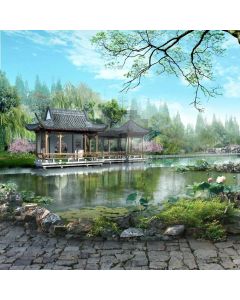 Chinese Garden Computer Printed Photography Backdrop CM-6761