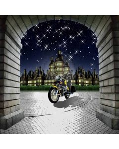 Motorcycle and castle Computer Printed Photography Backdrop DGX-394