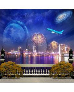 Night scene and fireworks Computer Printed Photography Backdrop DGX-404