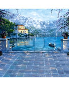 Lake water and castle Computer Printed Photography Backdrop DT-11-218