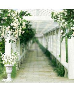 Promenade Surrounded By Flowers Computer Printed Photography Backdrop DT-LP-0144