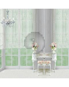 Window Desk Ceiling Lamp Flower Desk Chair Computer Printed Photography Backdrop DTU-083