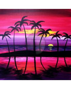 Sea Tree Moon Sunset Computer Printed Photography Backdrop DTU-114