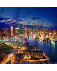 Light Night Building River Computer Printed Photography Backdrop DTU-375
