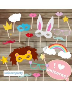 Unicorn Mask Rabbit Lion Glass Mouth Computer Printed Photography Backdrop HXB-021