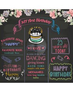 Birthday Song Flower Candy Computer Printed Photography Backdrop HXB-024