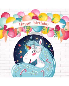 Birthday Balloon Horse Flower Computer Printed Photography Backdrop HXB-026