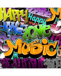 Graffiti Text Love Music Happy Computer Printed Photography Backdrop HXB-032