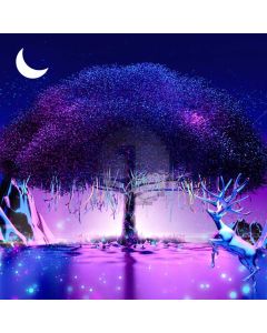 Moon Tree Color Rope Elk Computer Printed Photography Backdrop HXB-047