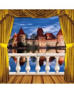 Curtain Balcony Sea Castle Computer Printed Photography Backdrop HXB-053