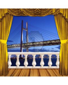 Curtain Balcony Sea Bridge Computer Printed Photography Backdrop HXB-055