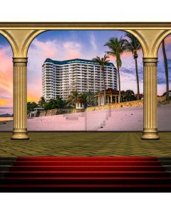 Arch Stairs Carpet Building Pavilion Computer Printed Photography Backdrop HXB-057