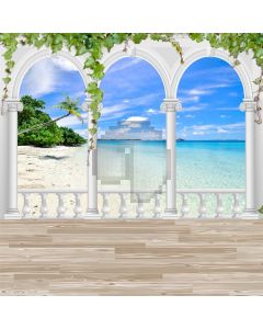 Arch Sandbeach Sea Plant Sky Computer Printed Photography Backdrop HXB-059