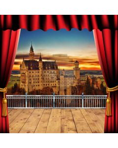 Curtain Castle Balcony Sunset Computer Printed Photography Backdrop HXB-061