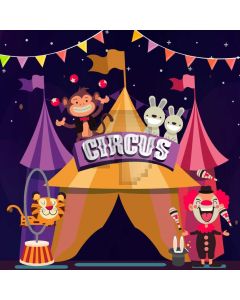 Circus Monkey Rabbit Lion Clown Camp Computer Printed Photography Backdrop HXB-069