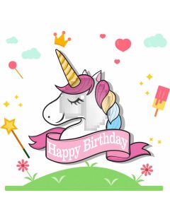Happy Birthday Horse Star Crown Flower Computer Printed Photography Backdrop HXB-073